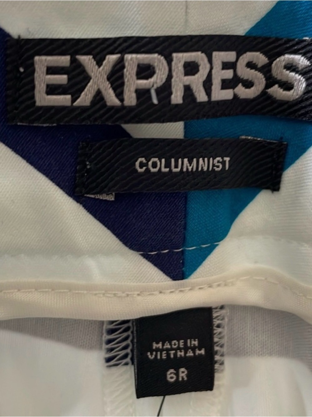 EXPRESS Pants Turquoise & Black Striped COLUMNIST Ankle Flat Front Preppy NWT 6 - Picture 6 of 9